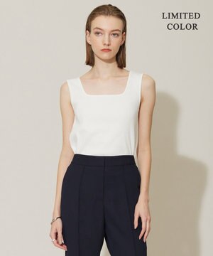  【WEB限定カラーあり・洗える】 ブロードステッチリブ タンクトップ