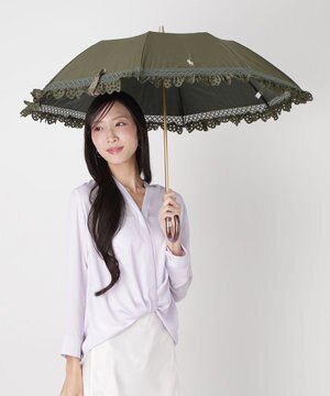  【遮光/晴雨兼用日傘】POLO RALPH LAUREN(ポロ ラルフローレン) エンブフリル 折りたたみ傘 楽折 遮熱 UV