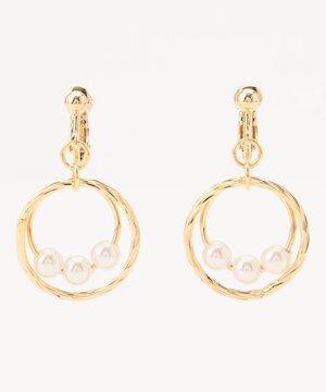  3連パール調フープ イヤリング