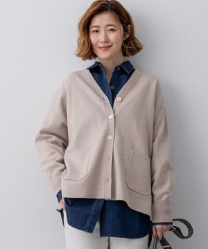  【先行予約】バイカラーダブルフェイス ニット カーディガン