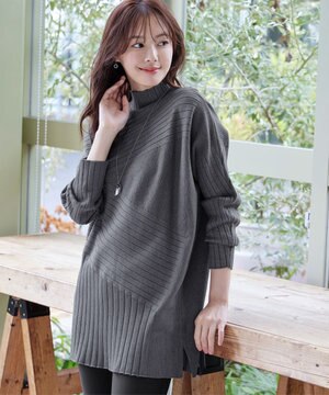 【新色追加・洗える】ランダムリブ編みドルマンニットチュニック