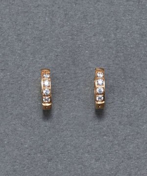  【金属アレルギー対応】ワンタッチビジューフープミニピアス　ローズゴールド/サージカルステンレス