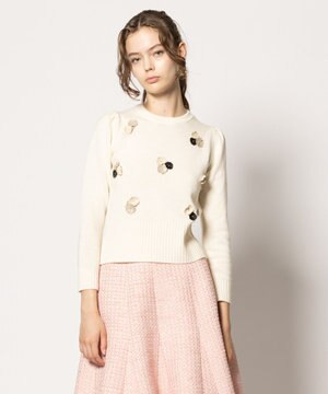  【洗える】FLOWER BONBON ニットプルオーバー