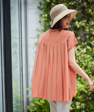  【洗濯機可】バックプリーツブラウス