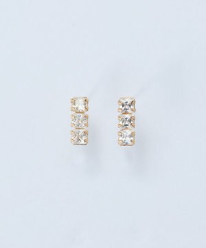  【K10】ストーンバーピアス ゴールド