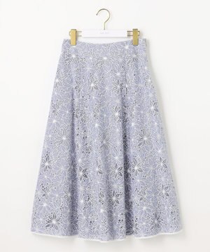  【洗える】フラワーレーシーオパール スカート