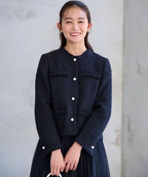 【KUMIKYOKU NAVY】ファンシーツイード 2WAYジャケット