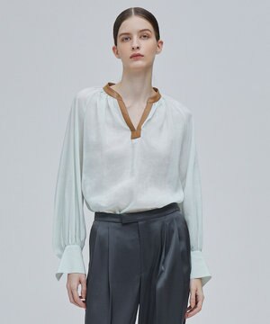  PAULINE / レザーコンビブラウス