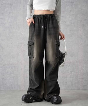  デニムパラシュートカーゴパンツ