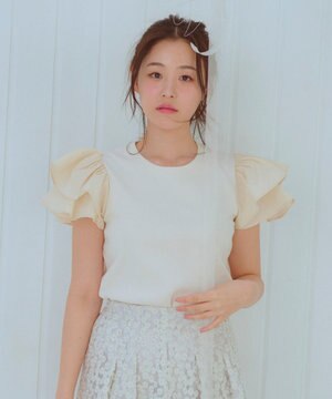  【洗える】フリル袖  Tシャツ