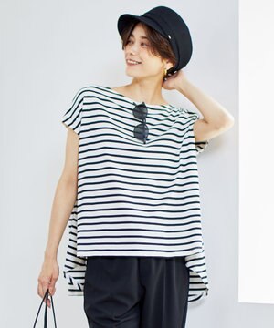 撥水汗ジミ防止ボーダーフレアT