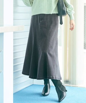  【洗える】ナローデニム スカート