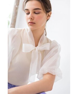 【WEB限定】【TOCCA LAVENDER】2way Sheer Sleeve Knit シアートップス