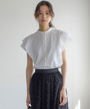  【前後着用可】ドライタッチダブルフレア ブラウス