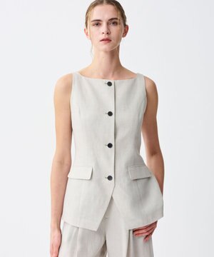 テンセルライトリネン ジレブラウス