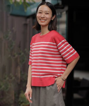  【一枚で着映え】COTTON ACETATE DRY ニット Tシャツ