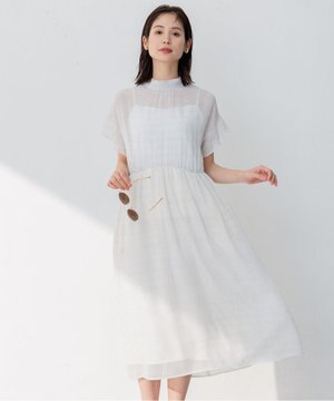  【WEB限定・2WAY】サッカードビードットプリント ワンピース