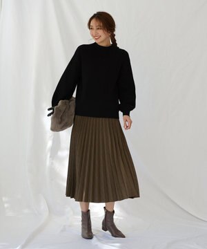 【10色展開/ウエストゴム/洗濯機可能】ウーリッシュフラノ プリーツスカート