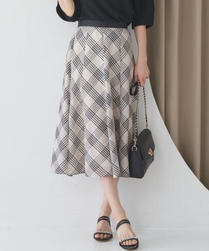  【洗える】ツートーンシアーチェック スカート