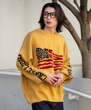  スリーブロゴニットプルオーバー