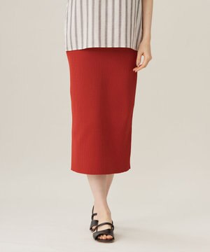 【洗える】リブストレッチタイト スカート