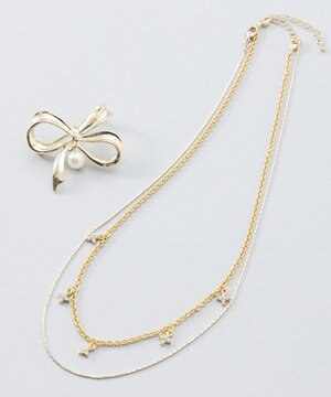  フラワービジューチェーンネックレス