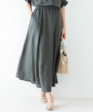  【洗える】LIBECO フレア ロングスカート