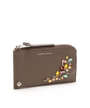  【牛革】モーツァルト/スワロフスキー・クリスタル付オーガナイザーパース(背胴ファスナーポケット）