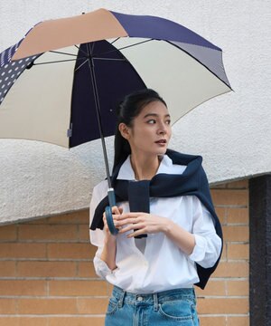  レディース向け プラスリング 長傘 60cm NVY/BGE T1354