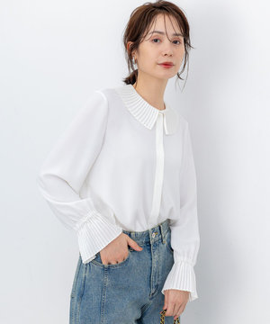 ライトデシン プリーツブラウス