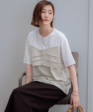 【WEB限定カラーあり/洗える】スムースデザイン コンビ カットソー