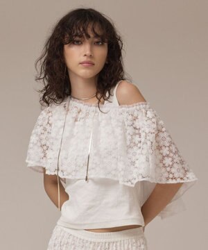  レースケープカットトップ