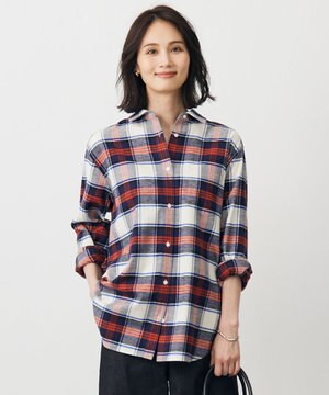 コットン起毛タータンチェック シャツ ブラウス