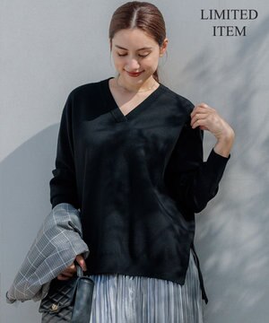  【Lサイズ限定】ヴィスコースストレッチ Ｖネック ニット