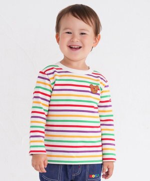  【80-120cm】 ボーダー 長袖Tシャツ