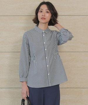 【WEB限定カラーあり】コンパクトエステネージュ シャーリング シャツ ブラウス