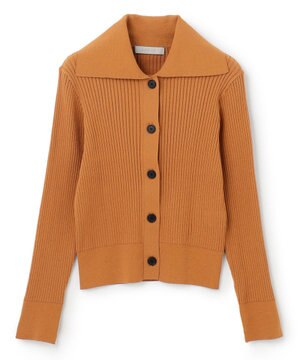  襟付きクロップドカーディガン