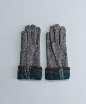  タータンチェックカフスジャージグローブ(WOMEN)【タッチパネル対応】