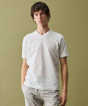  【オーガニックコットン使用・日本製】JOEコットンサッカー Vネック Tシャツ