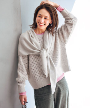 【野呂佳代さん着用】ふわふわニット メッシュプルオーバー