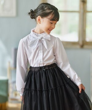  【110-140㎝】 レースリボンタイブラウス