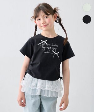 ドロスト 裾リボンTシャツ