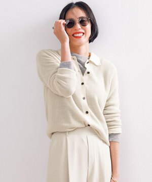  【軽量/洗える】ファインアルパカ 襟付きカーディガン