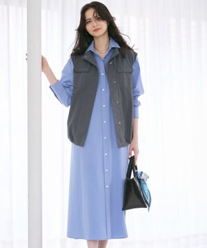  【SLOW/一部店舗限定】タンブラーコットンブロード シャツワンピース