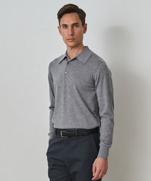  オリジナル設計【洗える/チクチクしにくい/ピリングしにくい】イタリア糸 ハイゲージ  ニットポロ_WOOL100%