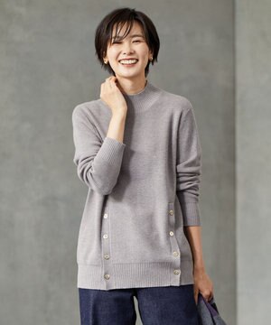  【洗える】SEMI WORSTED ハイネック ニット