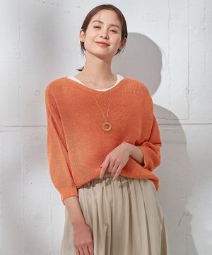  【洗濯機可能】ドライタッチニットプルオーバー