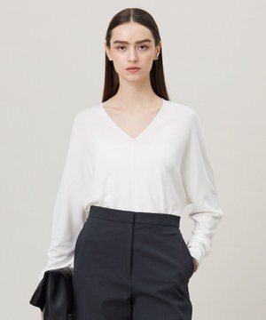  【洗える】シンセティックハイゲージ Vネックニット