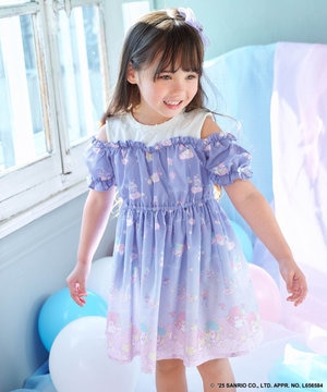 【any FAM× リトルツインスターズ 】キキ&ララ オン・オフショルダーワンピース