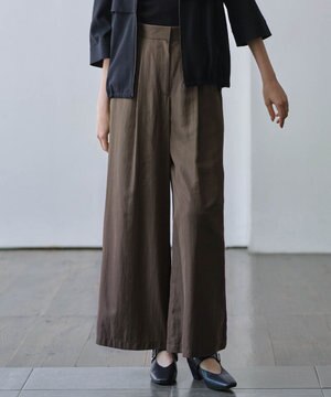 【接触冷感・UVケア・速乾・洗える】シルクエステルタフタ ワイドパンツ